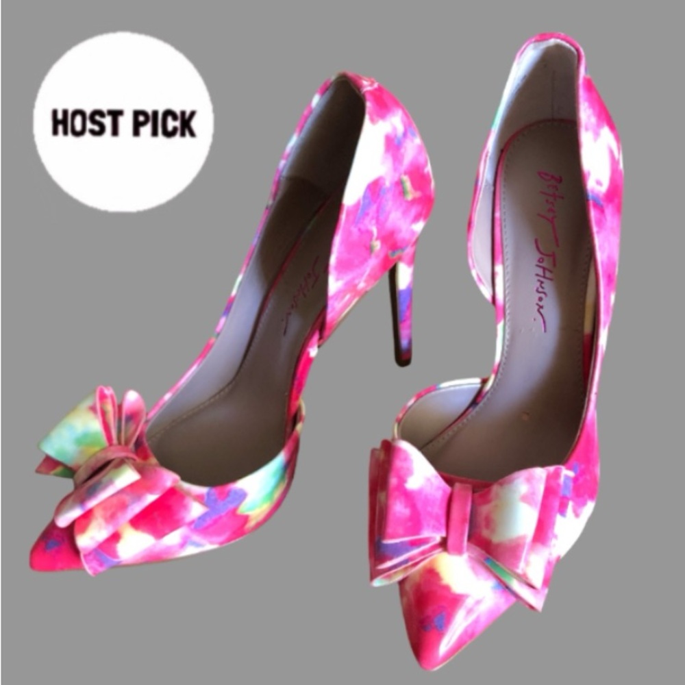 🌹🌸 RARE FINISH D’Orsay Pumps Abstract Floral by Betsey Johnson - Picture 2 of 12